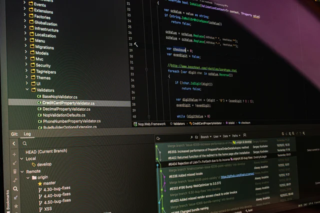 Code editor showing terminal and programming interface