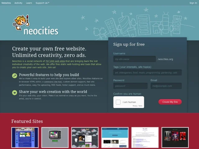 Neocities 首页截图