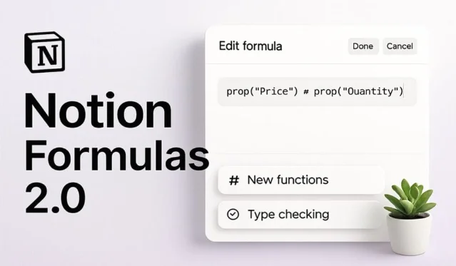 Notion formula property editor showing the "Risk Score" expression with type-checking and live result preview.
