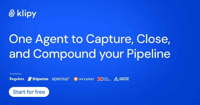 Klipy 官网展示 Capture、Close、Compound 的产品定位