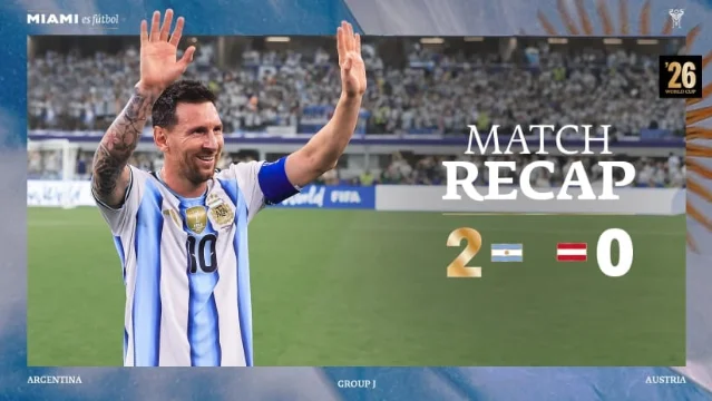 Inter Miami's Argentina-Austria recap graphic
