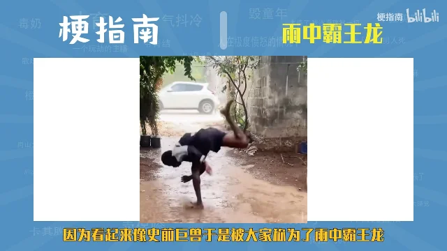 同一段原片的定格:上身几乎与地面平行,一条腿向上踢起,两臂荡在身前