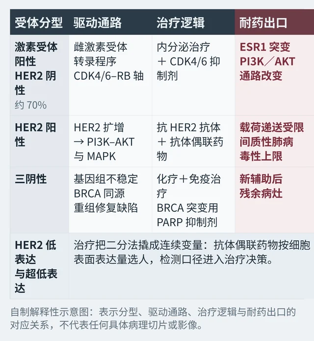 分型、驱动通路、治疗逻辑与耐药出口的对应关系
