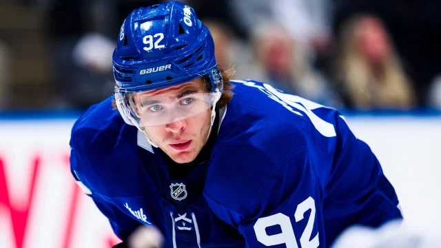 Gavin McKenna of the Toronto Maple Leafs during his first NHL week