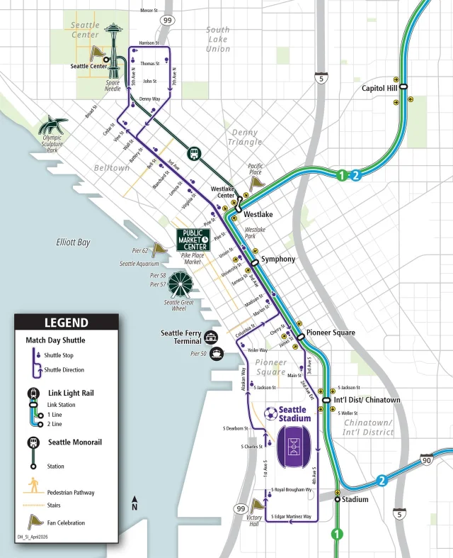 Match Day Shuttle route map