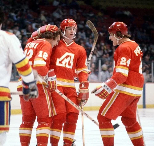 Atlanta Flames players celebrate a goal