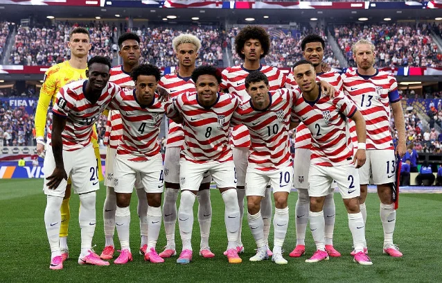 USMNT players celebrate during the 4-1 win over Paraguay at SoFi Stadium, June 12, 2026