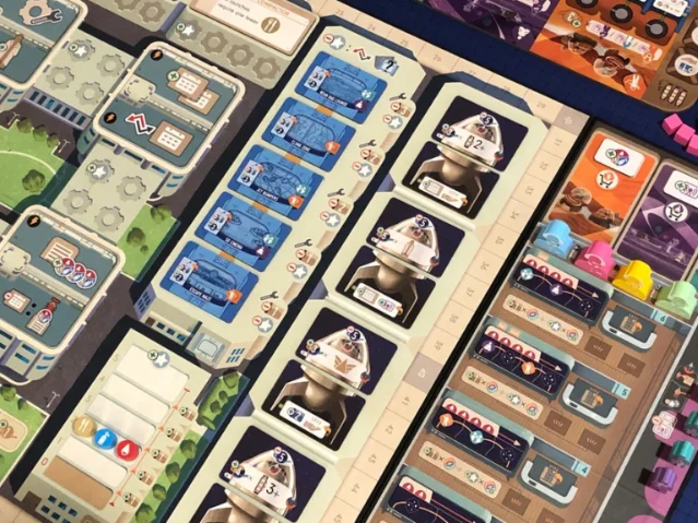 Galactic Cruise board and components laid out on a table