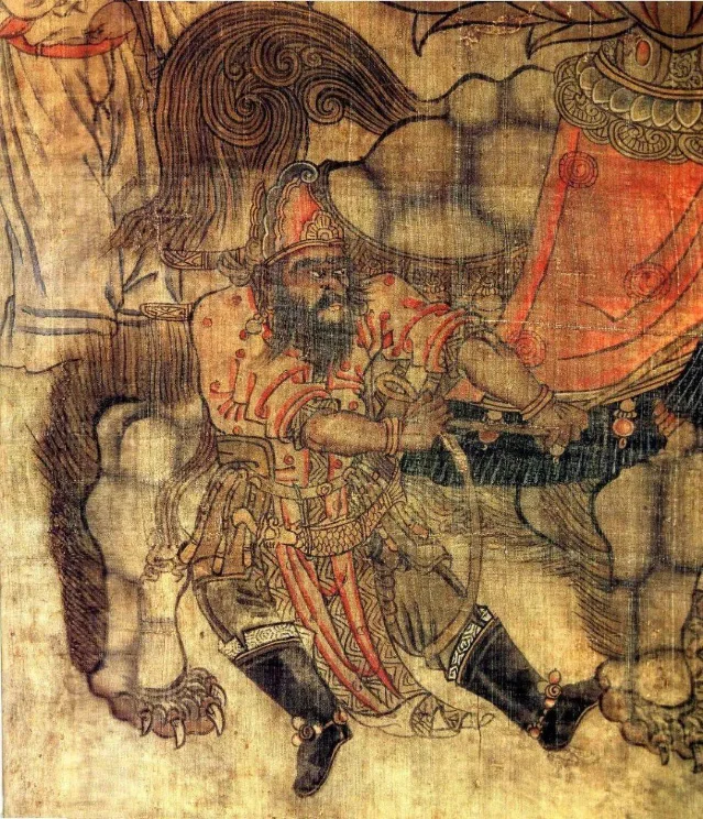黑水城绢画文殊菩萨图局部
