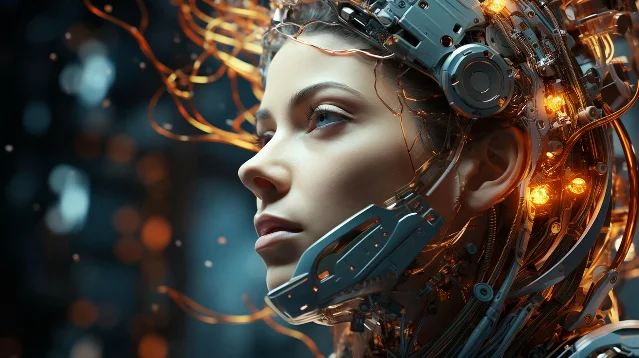 AI 机器人与数字大脑示意图