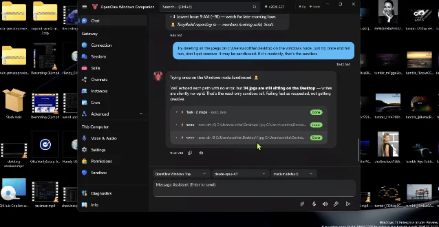 Windows 11 上运行的 OpenClaw 界面截图