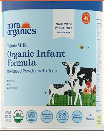 FDA 页面展示的 Nara Organics 涉事婴儿配方粉包装