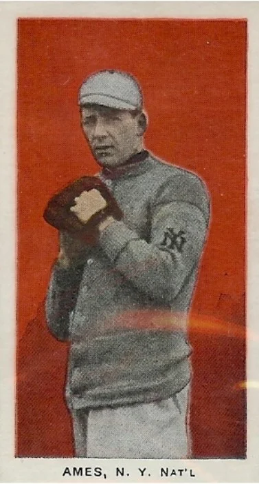 Vintage baseball card of Leon "Red" Ames in New York Giants uniform