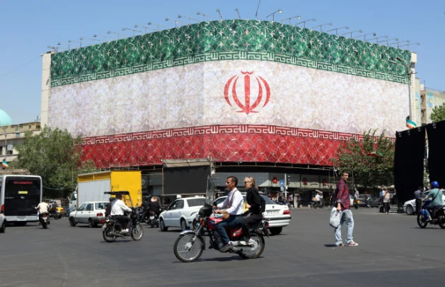 Tehran's Enqelab Square, the day the US-Iran deal was announced.
