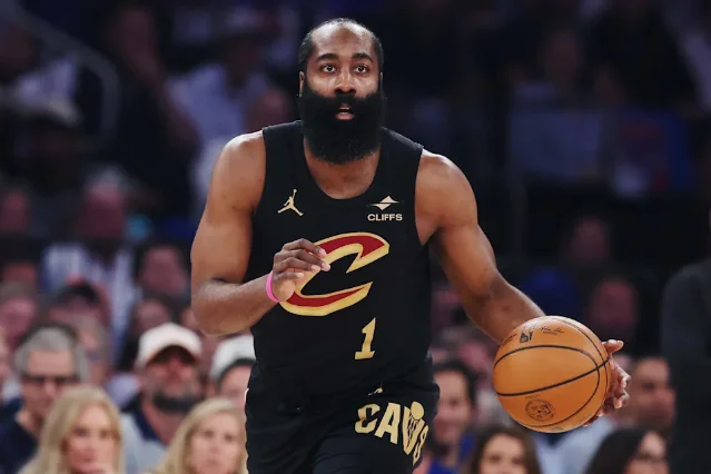 James Harden in a Cleveland Cavaliers uniform during a game
