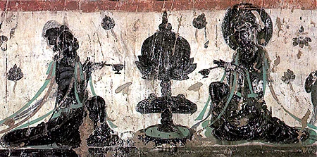 第397窟官方页面所载壁画局部:主尊与胁侍形象