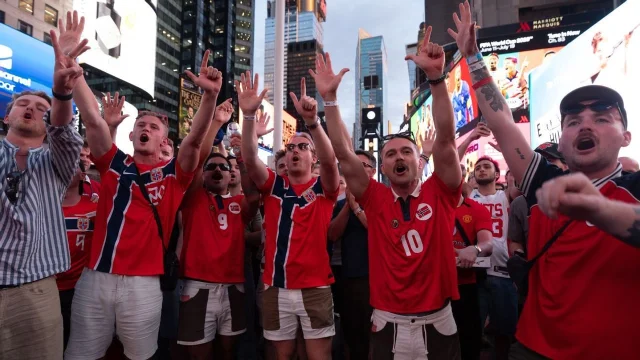 Norway supporters gathered in Times Square