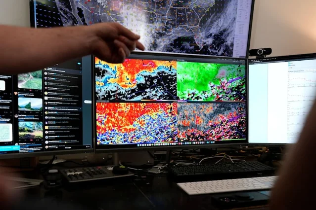 Weather monitors at Nashville Severe Weather headquarters