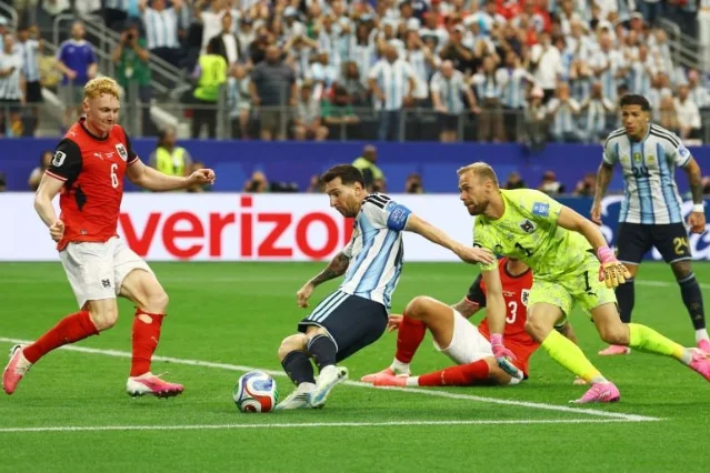 Messi scoring against Austria