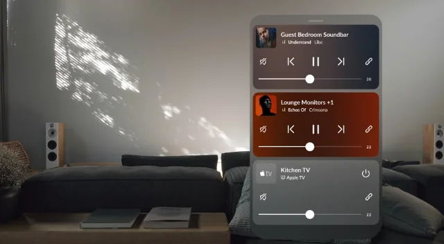 Josh AI X OS shown in a music-lounge control scene