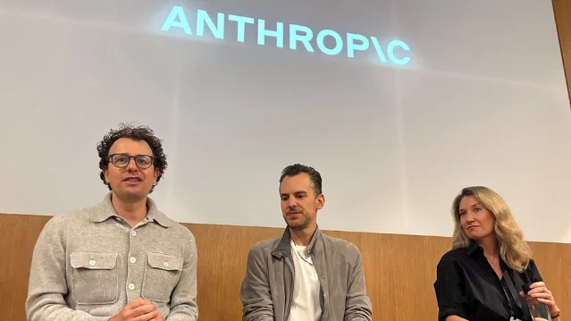 Anthropic CEO Dario Amodei, Chief Product Officer Mike Krieger, and Head of Communications Sasha de Marigny