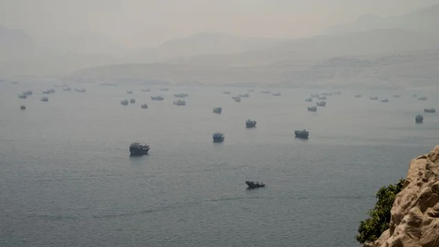 Ships anchored in the Strait of Hormuz, June 11, 2026