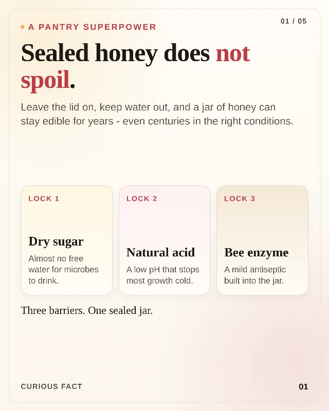 Sealed honey does not spoil.