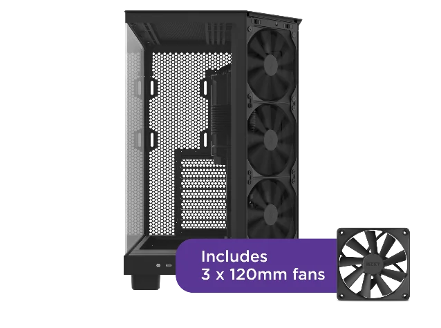 NZXT H6 Flow 机箱前侧三把风扇与网孔面板