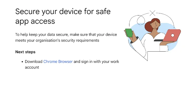 Google Workspace warning page shown to Firefox users directing them to download Chrome