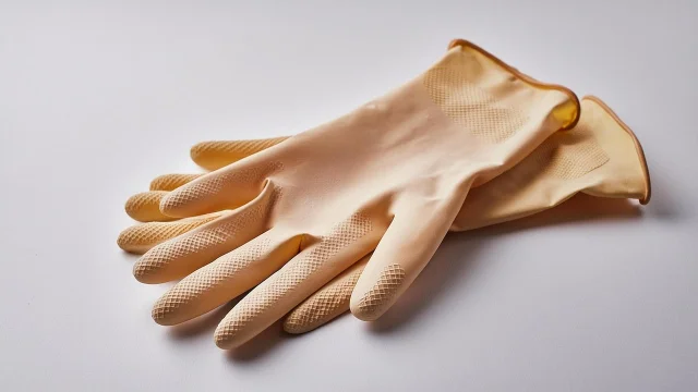 Rubber gloves ready for a kitchen cleaning reset