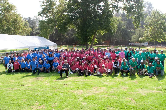 Volunteers at a Walls of Hope build day