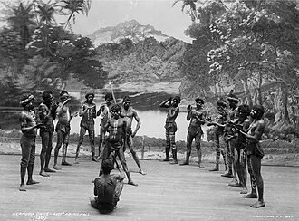 Wild Australia Show performers onstage before a painted backdrop