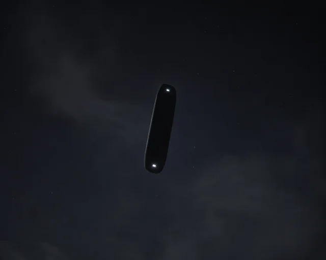 夜间目击示意图（目击者根据实际情况绘制的 AI 辅助参考图，原物体两端光线比图示更暗）