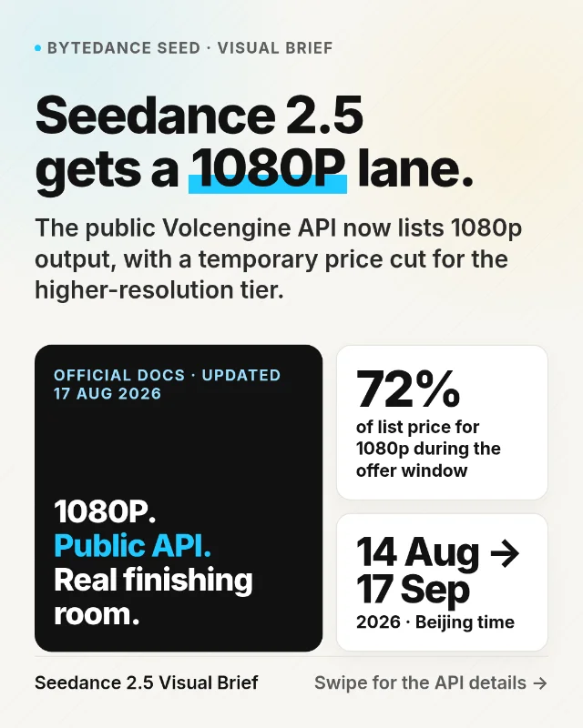 Seedance 2.5 gets a 1080P lane