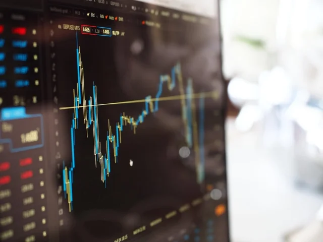 Stock market trading data on screen