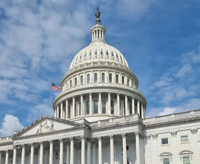 U.S. Capitol dome with American flag, Washington D.C.