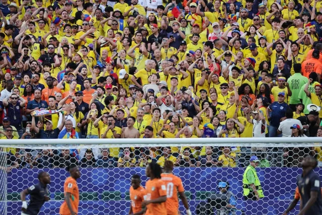Ecuador fans in Philadelphia react during the Ivory Coast match