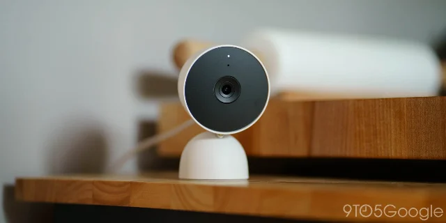 Google Nest Cam wired indoor camera on a table