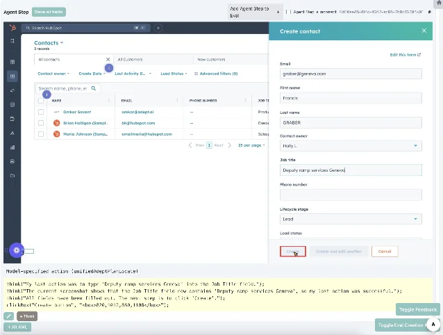 Adept 官方展示的 HubSpot 表单自动填写流程