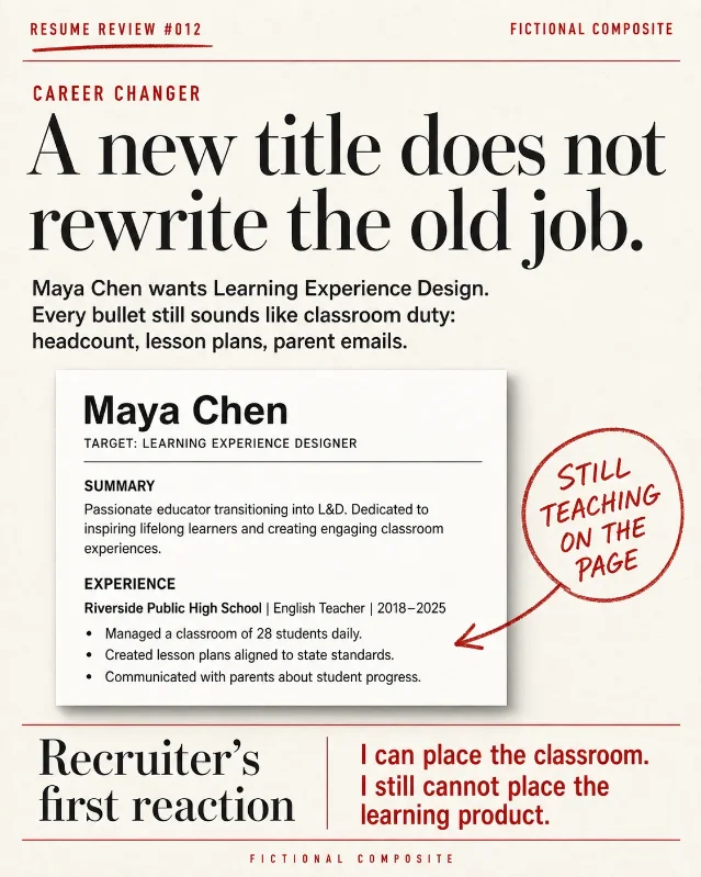 Resume Review #012 — The Career Changer Who Still Sounds Like a Teacher