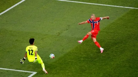 Haaland closes on Iraq goalkeeper Jalal Hassan
