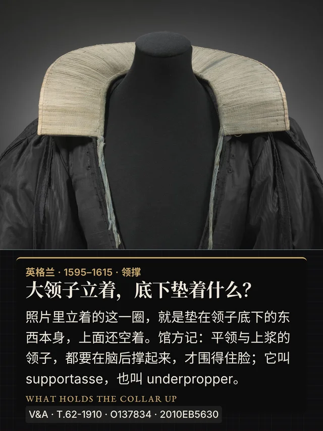 大领子立着，底下垫着什么？