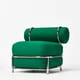 IKEA PS 2026 easy chair with inflatable bright-green cushions on a chrome frame, lightweight and portable