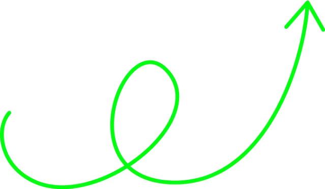 A green annotation line drawn over a white visual field, showing a path that loops and ends with an arrow.