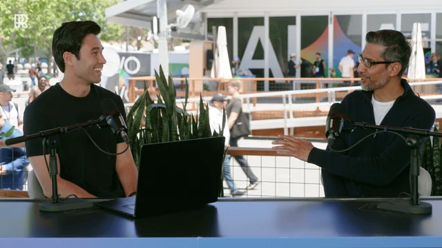 Rowan Cheung and Sundar Pichai at Google I/O 2026