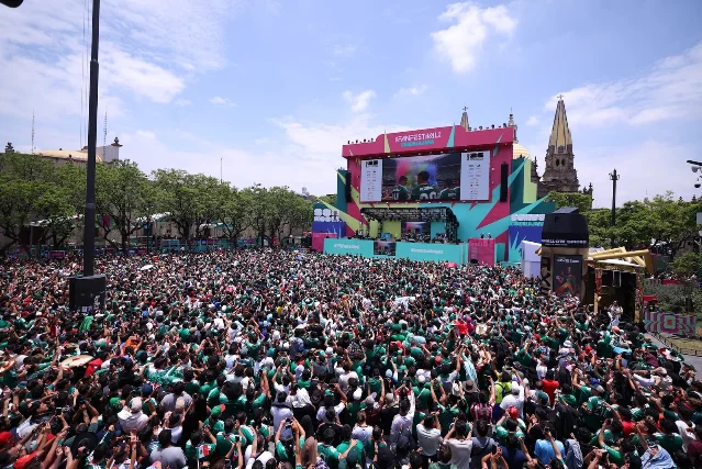 Fans at the Plaza Liberación FIFA Fan Festival in Guadalajara.