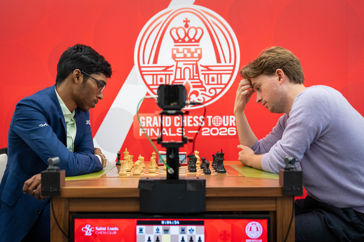 Praggnanandhaa and Vincent Keymer at the board