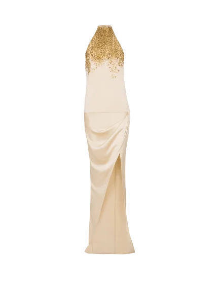 Balmain silk halterneck dress with Sand Effect embroidery — one of four items at 50% off today