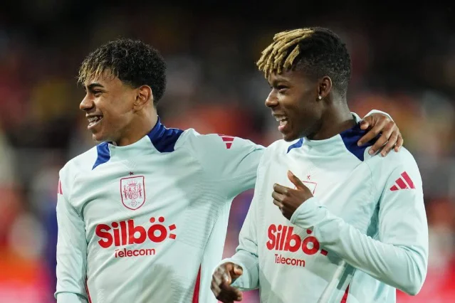 Lamine Yamal and Nico Williams at Spain's training camp in Chattanooga