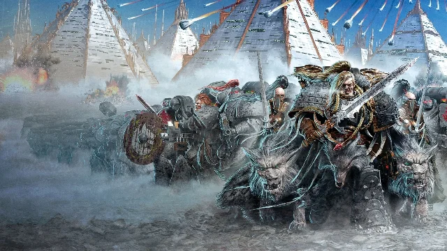 Space Wolves storming Tizca, capital of Prospero, during the Burning